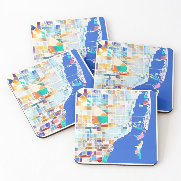 Item preview, Miami Florida City Map - Tropical Rainbow Scheme designed and sold by StylishStacks.