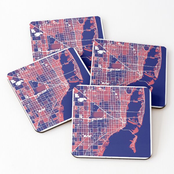 Item preview, Miami Florida City Map - Red-Blue Duotone designed and sold by StylishStacks.
