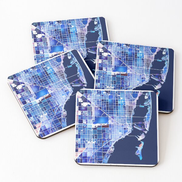 Item preview, Miami Florida City Map - Marine Blue designed and sold by StylishStacks.