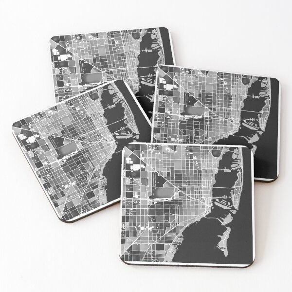 Item preview, Miami Florida City Map - Black and White Monochrome designed and sold by StylishStacks.