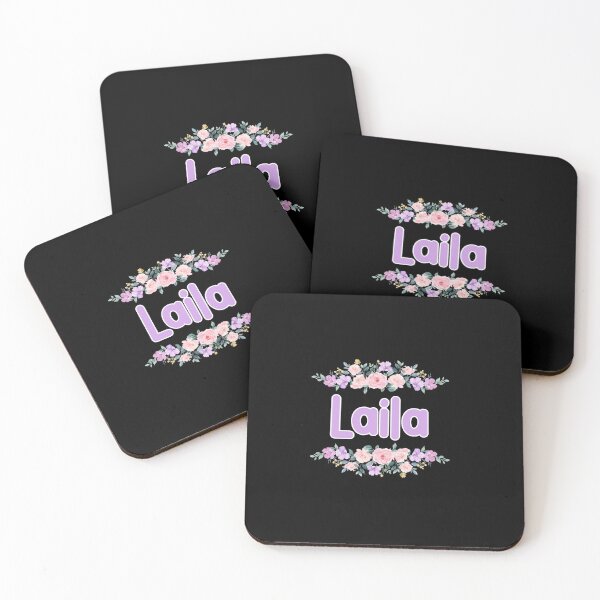 Item preview, Purple Flower Laila Name Label (Black) designed and sold by NormadWorld.