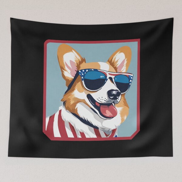 Item preview, Corgi dog with american sunglasses designed and sold by Eolithic.