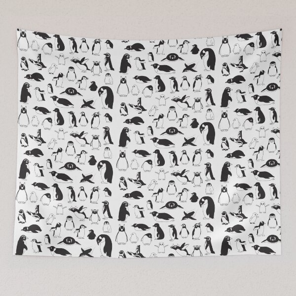 Item preview, Penguin Cartoon Black and White Set Pattern designed and sold by SUPERHERON.