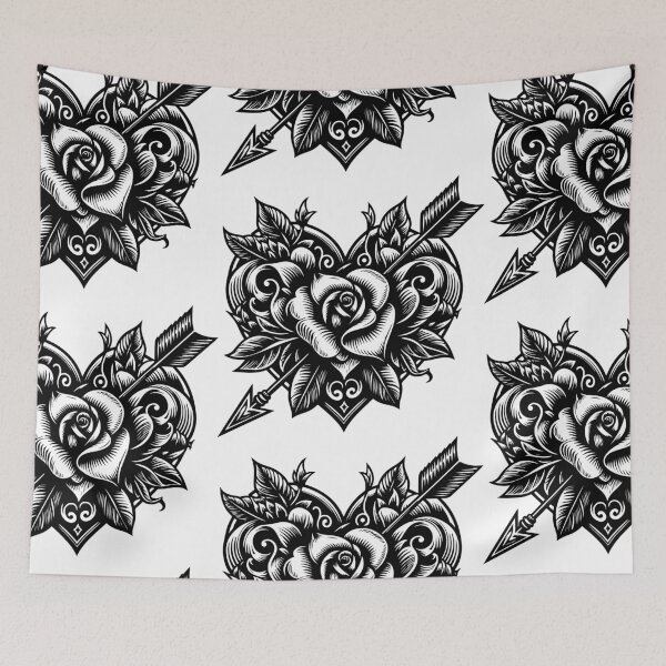 Item preview, Tattoo with heart rose and arrow designed and sold by AnnArtshock.