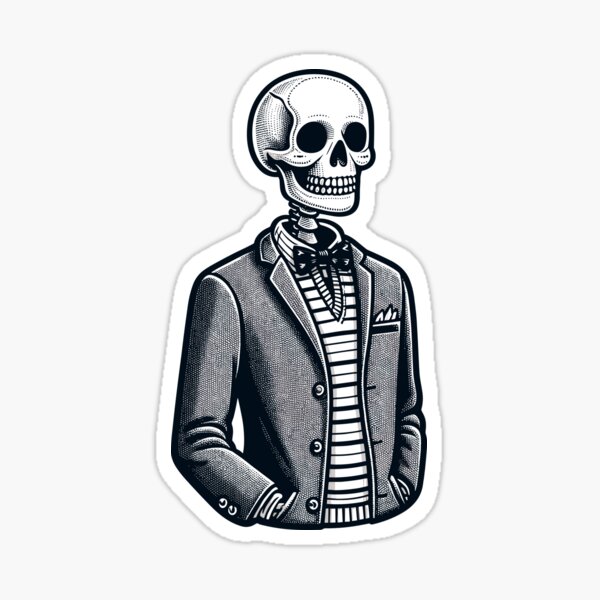 skeleton with bow tie