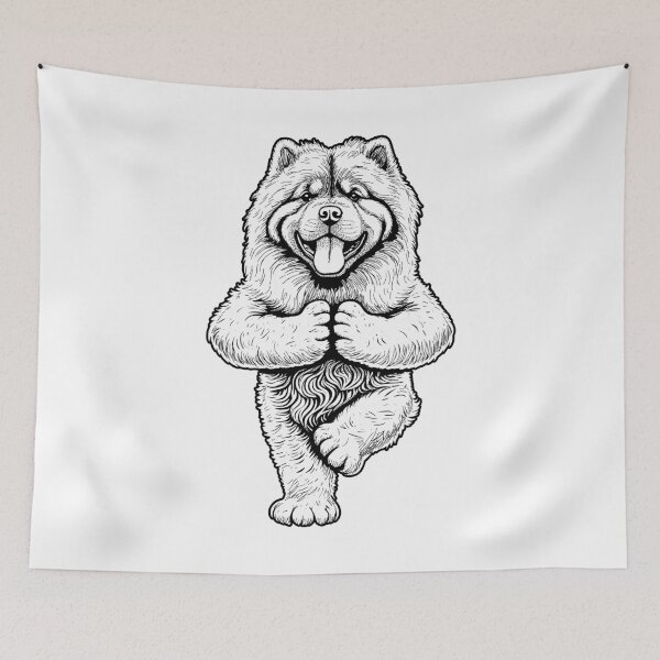 Aperçu de l'œuvre Chow Chow Yoga Chien Chiot Chiens drôles Pose d'arbre Asana créée et vendue par GrandeDuc.