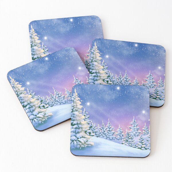 Item preview, Winter landscape of green fir trees on snowy hills. Digital drawing . designed and sold by PatternsAng23.