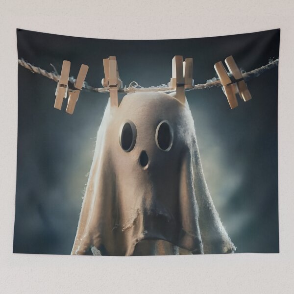 Item preview, Hang a ghost on a clothesline with two wooden pins designed and sold by MalakShams.