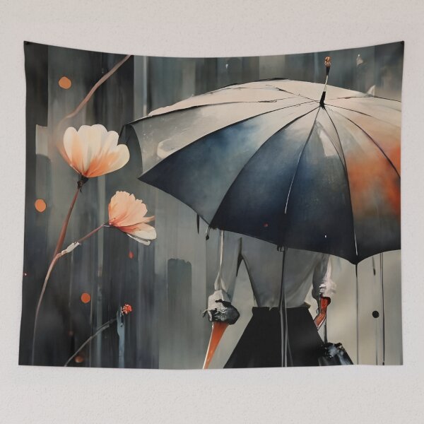 Item preview, A lone woman navigating through a misty garden designed and sold by MalakShams.