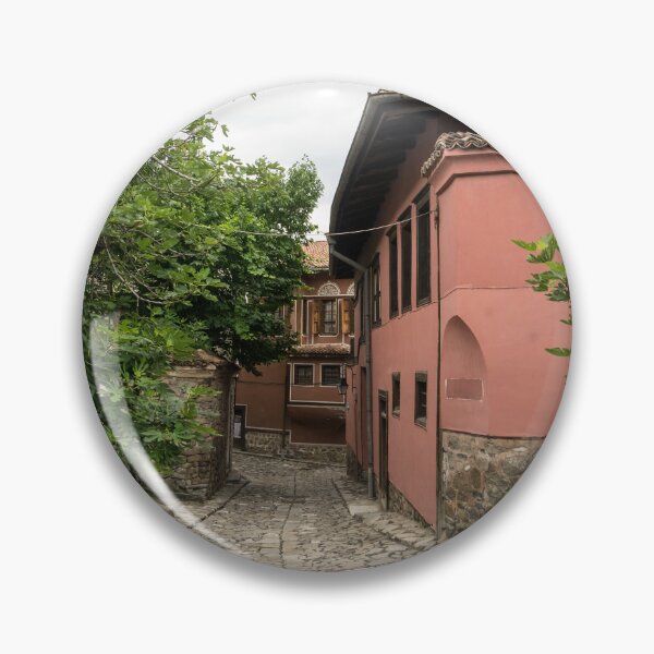 Item preview, Old Town Plovdiv Cobblestoned Street and Red National Revival Houses designed and sold by Georgia Mizuleva.