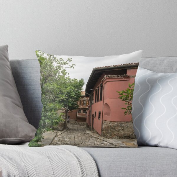 Item preview, Old Town Plovdiv Cobblestoned Street and Red National Revival Houses designed and sold by Georgia Mizuleva.
