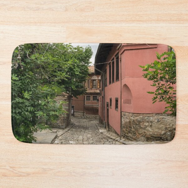 Item preview, Old Town Plovdiv Cobblestoned Street and Red National Revival Houses designed and sold by Georgia Mizuleva.