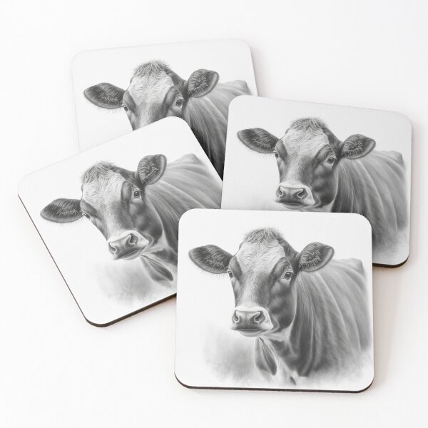 Item preview, Black and white Cow pencil drawing designed and sold by Pencil-Art.