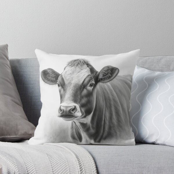 Item preview, Black and white Cow pencil drawing designed and sold by Pencil-Art.