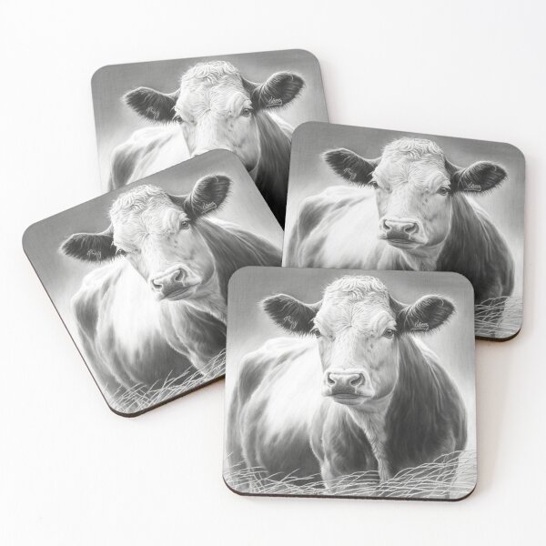 Item preview, Black and white Cow pencil drawing designed and sold by Pencil-Art.