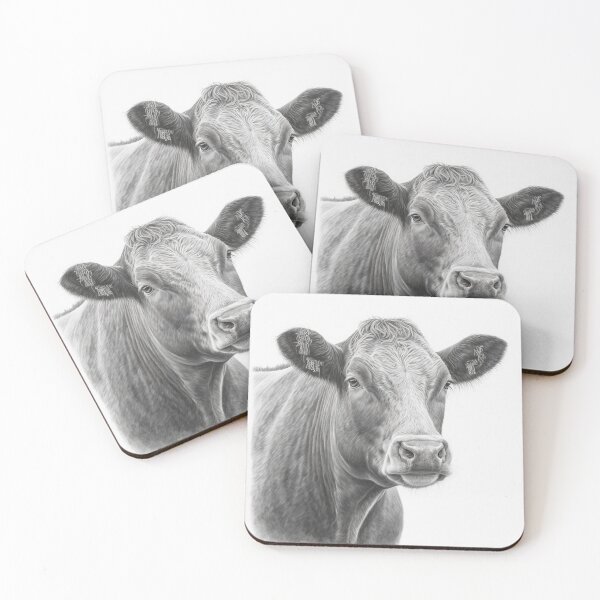 Item preview, Black and white Cow pencil drawing designed and sold by Pencil-Art.