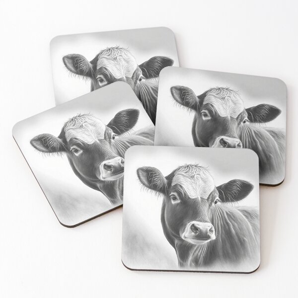 Item preview, Black and white Cow pencil drawing designed and sold by Pencil-Art.