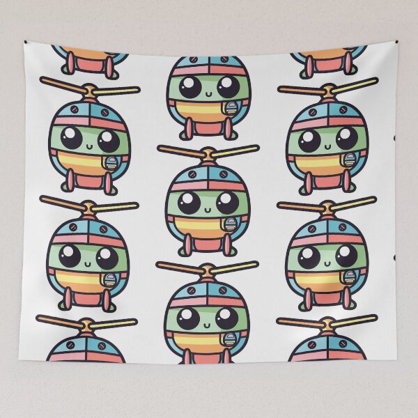 Item preview, Aerial Bliss: Colorful Kawaii Helicopter Exploration designed and sold by DigitalGraphic1.