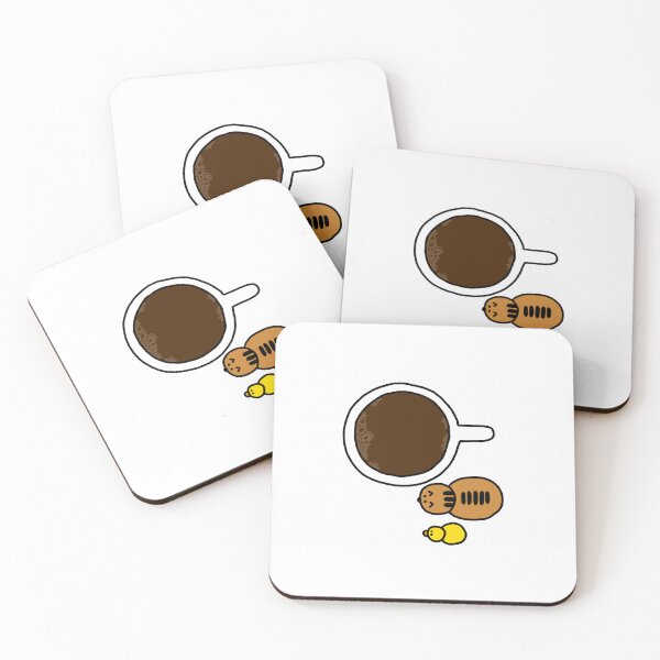 Item preview, a Cat and a Duck with a cup of Coffee seen from above designed and sold by superbaechoo.