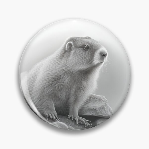 Item preview, Black and white marmot pencil drawing designed and sold by Pencil-Art.