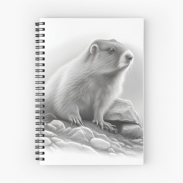 Item preview, Black and white marmot pencil drawing designed and sold by Pencil-Art.
