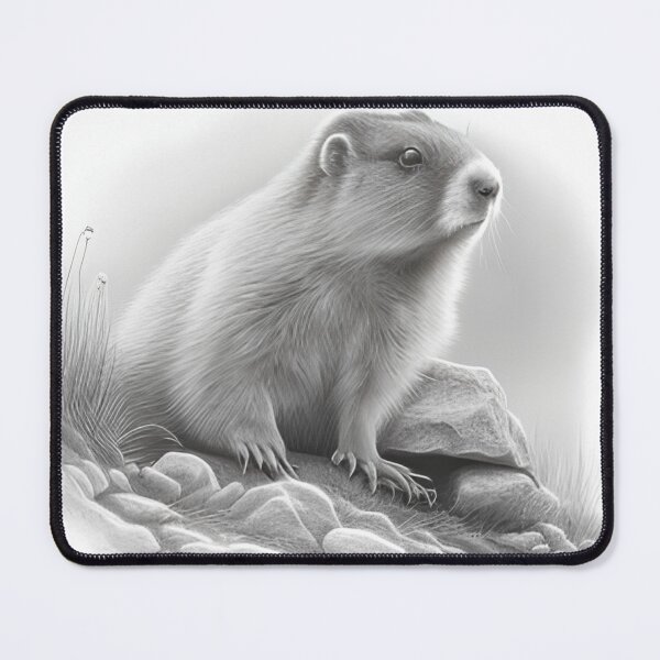 Item preview, Black and white marmot pencil drawing designed and sold by Pencil-Art.