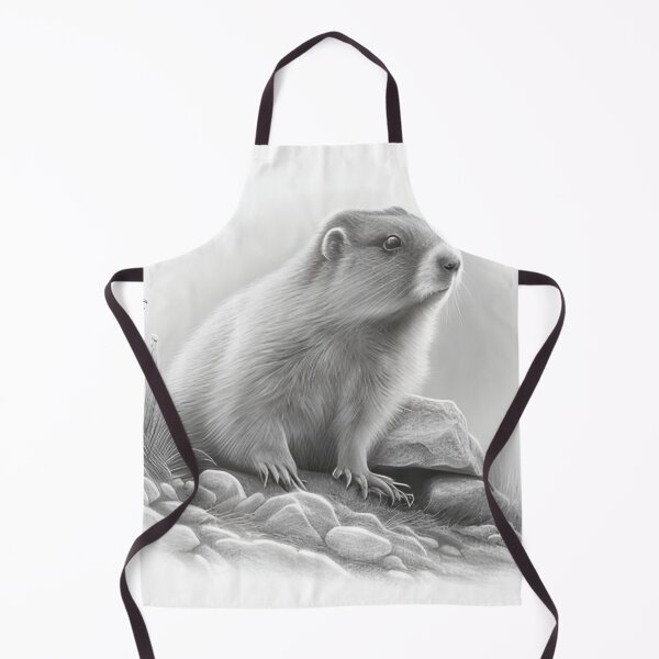 Item preview, Black and white marmot pencil drawing designed and sold by Pencil-Art.
