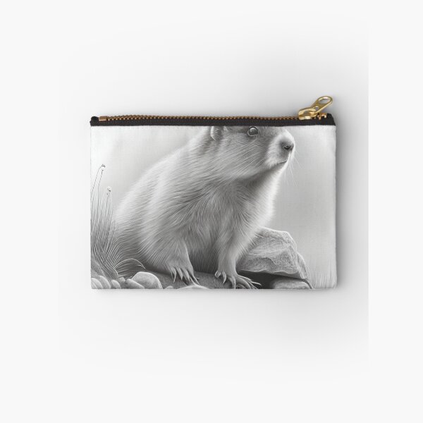 Item preview, Black and white marmot pencil drawing designed and sold by Pencil-Art.