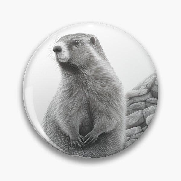 Item preview, Black and white marmot pencil drawing designed and sold by Pencil-Art.