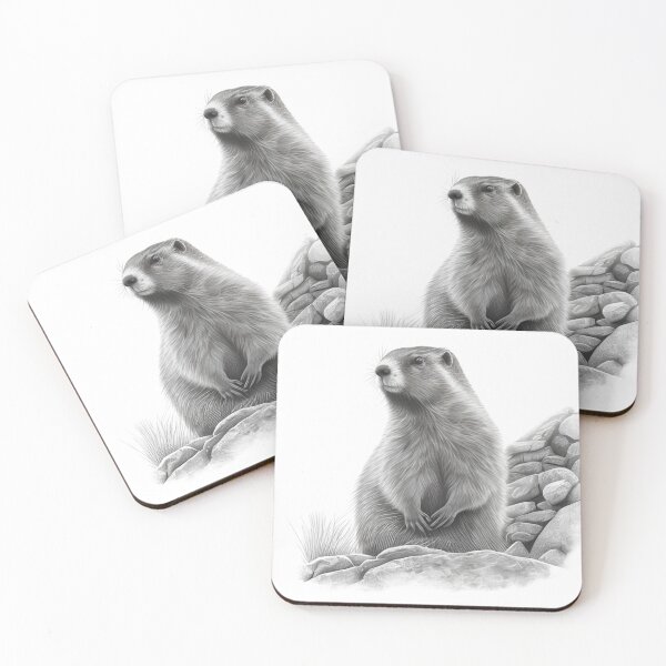 Item preview, Black and white marmot pencil drawing designed and sold by Pencil-Art.