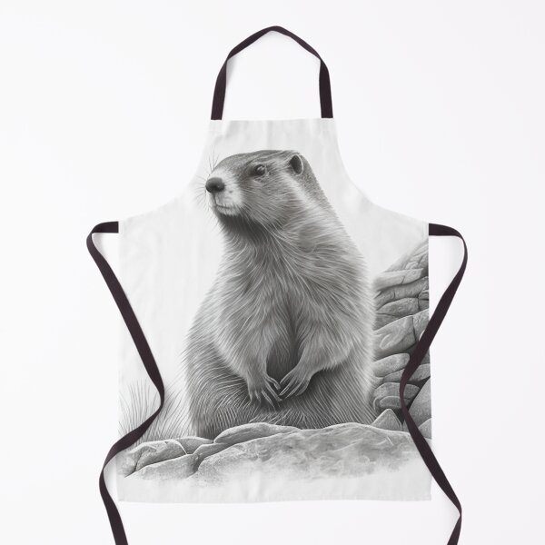 Item preview, Black and white marmot pencil drawing designed and sold by Pencil-Art.