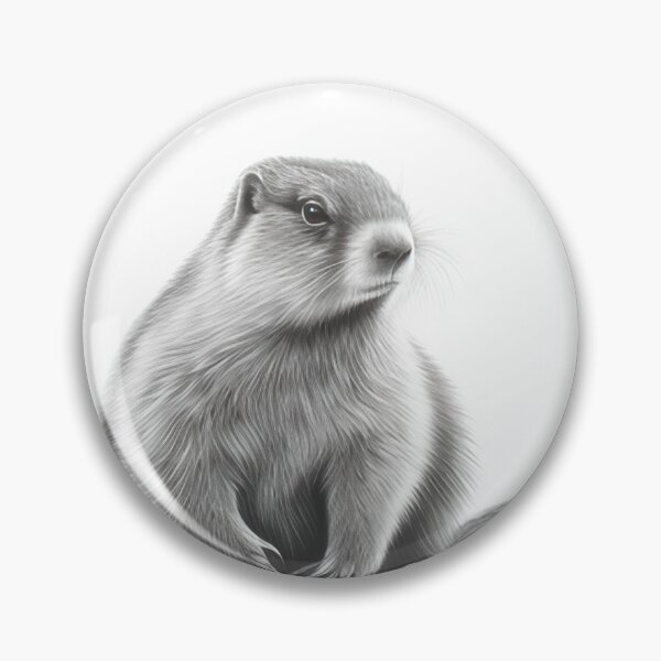 Item preview, Black and white marmot pencil drawing designed and sold by Pencil-Art.