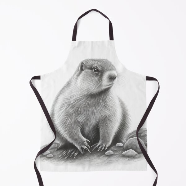 Item preview, Black and white marmot pencil drawing designed and sold by Pencil-Art.