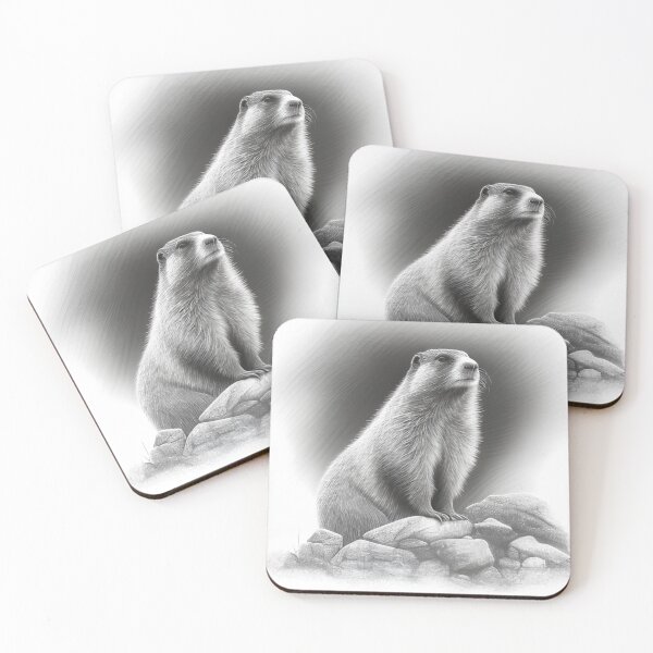 Item preview, Black and white marmot pencil drawing designed and sold by Pencil-Art.