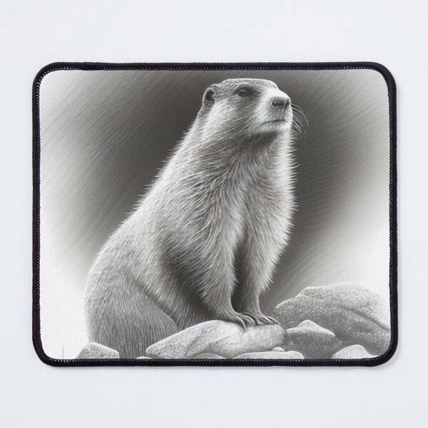 Item preview, Black and white marmot pencil drawing designed and sold by Pencil-Art.
