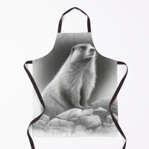 Item preview, Black and white marmot pencil drawing designed and sold by Pencil-Art.