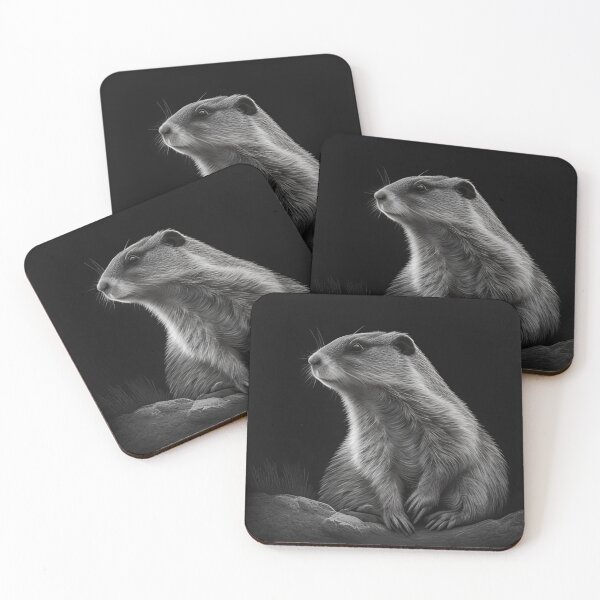 Item preview, Black and white marmot pencil drawing designed and sold by Pencil-Art.