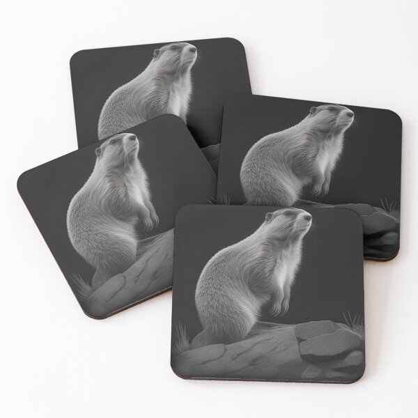 Item preview, Black and white marmot pencil drawing designed and sold by Pencil-Art.