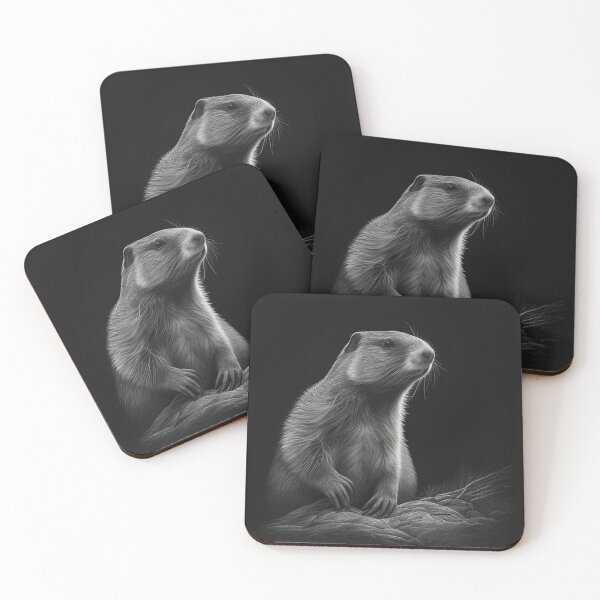 Item preview, Black and white marmot pencil drawing designed and sold by Pencil-Art.