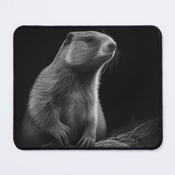 Item preview, Black and white marmot pencil drawing designed and sold by Pencil-Art.
