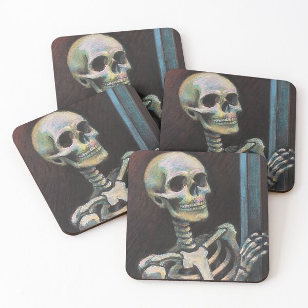 Item preview,  Pastel pencil illustration, close-up glamour a skeleton in the cupboard designed and sold by MalakShams.