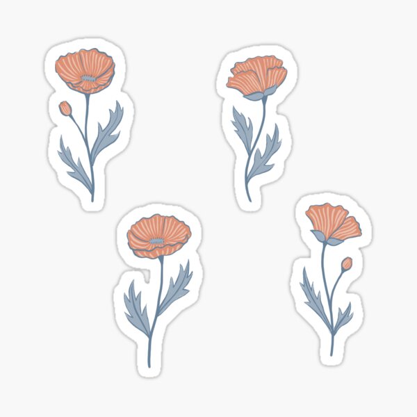 Painted Poppies In A Row Sticker