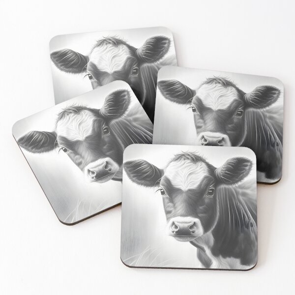 Item preview, Black and white Cow pencil drawing designed and sold by Pencil-Art.