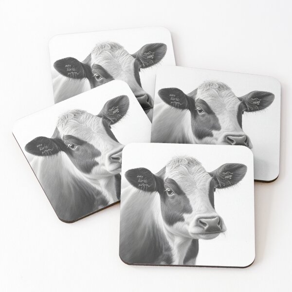 Item preview, Black and white Cow pencil drawing designed and sold by Pencil-Art.