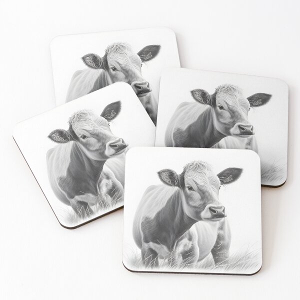 Item preview, Black and white Cow pencil drawing designed and sold by Pencil-Art.
