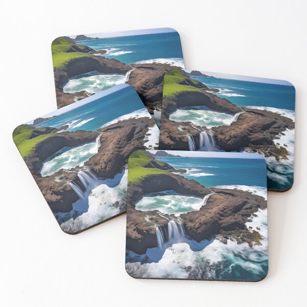 Item preview, A waterfall on a rocky island designed and sold by johndesign88.