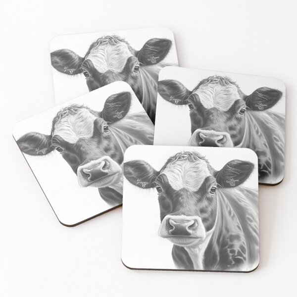 Item preview, Black and white Cow pencil drawing designed and sold by Pencil-Art.