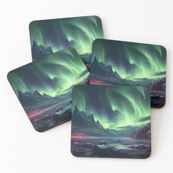 Item preview, A green lights in the sky over mountains designed and sold by johndesign88.