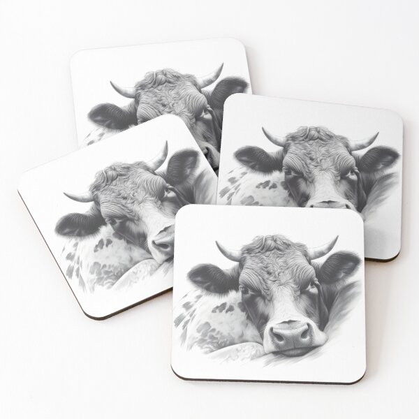 Item preview, Black and white Cow pencil drawing designed and sold by Pencil-Art.