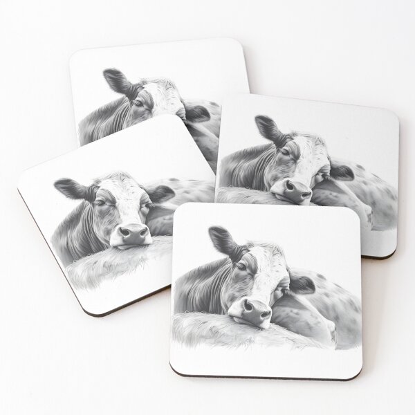 Item preview, Black and white Cow pencil drawing designed and sold by Pencil-Art.
